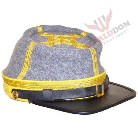 Civil War CS Cavalry General's Leather Peak kepi