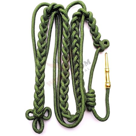 Double Strand Shoulder Green Cord with Gold Tip Aiguillettes