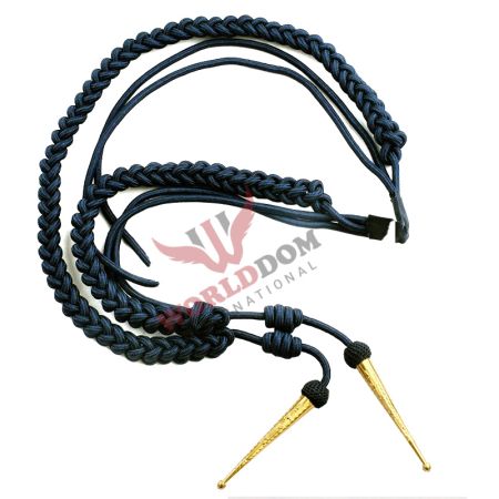 Silky Black Air Force Aiguillette With Golden Tips