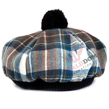 Tam O' Shanter Stewart Blue Dress Tartan Lambswool