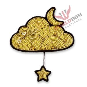 Golden Wire Cloud and Star Brooches