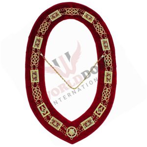 Grand Officers Blue Lodge Chain Collar Gold Plated On Red Velvet