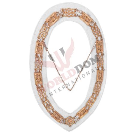 Grand Officers Blue Lodge Chain Collar Gold Plated With White Velvet