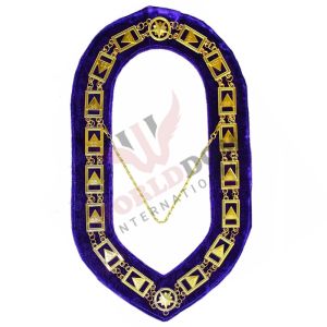 33rd Degree Scottish Rite Chain Collar Gold Plated on Purple Velvet