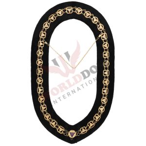 33rd Degree Scottish Rite Chain Collar Gold Plated With Black Velvet Backing