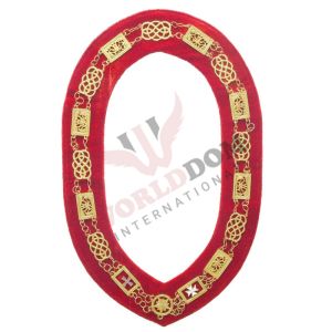 Order Of Malta Chain Collar Gold With Red Velvet Backing