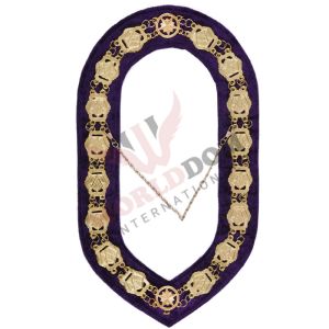 Worthy Patron OES Chain Collar Gold Plated With Purple Velvet