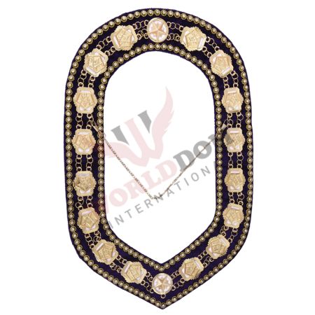 Worthy Patron OES Chain Collar Gold Plated With Blue Velvet