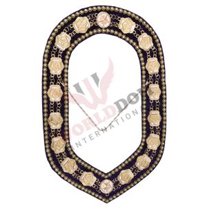 Worthy Patron OES Chain Collar Gold Plated With Blue Velvet