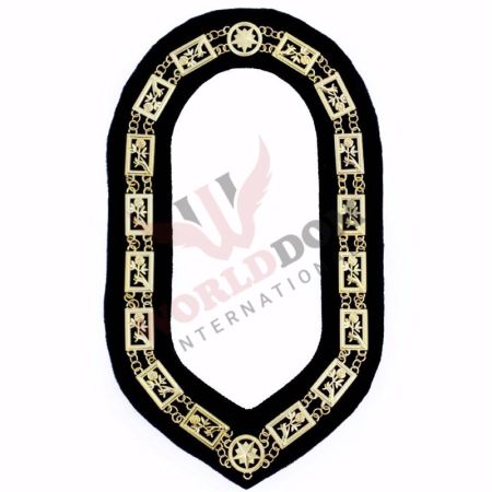 English Scottish Rite Chain Collar Gold Plated on Blue Velvet