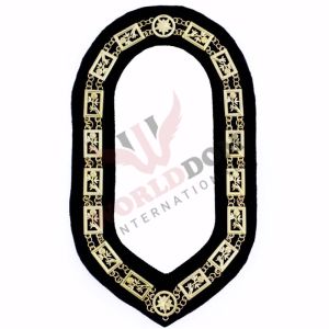 English Scottish Rite Chain Collar Gold Plated on Blue Velvet