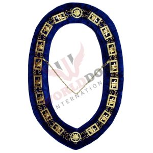 Knights Templar Chain Collar Gold Plated on Blue Velvet