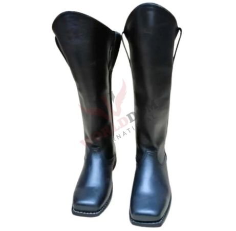 Civil War Mens Black Leather Knee High Boots