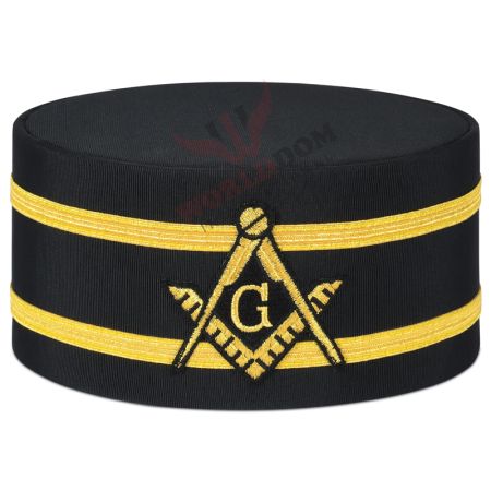 Master Mason Blue Lodge Crown Cap Black With Double Braid