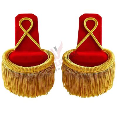 Bullion Wire Shoulder Epaulettes with Gold Fringes