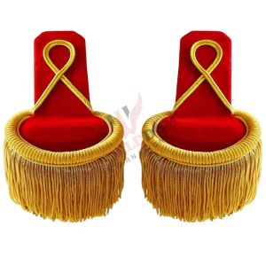Bullion Wire Shoulder Epaulettes with Gold Fringes