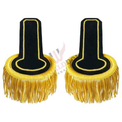 Black Uniform Epaulette with Gold Fringes