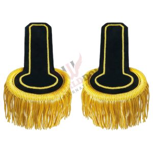 Black Uniform Epaulette with Gold Fringes