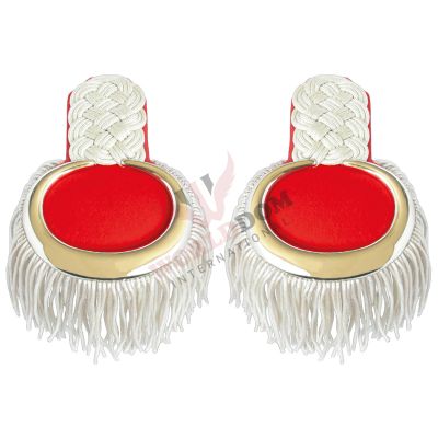 Epaulettes with Silver Colored Metal Eyelet with Bouillon Fringe