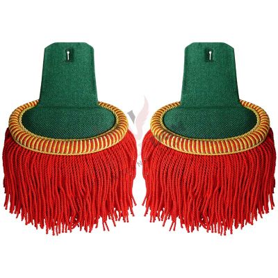 Ceremonial Green Epaulettes with Red Fringe