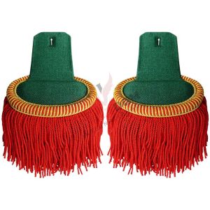 Ceremonial Green Epaulettes with Red Fringe