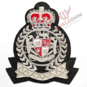 Hand Embroidered Silver Bullion Blazer Badge