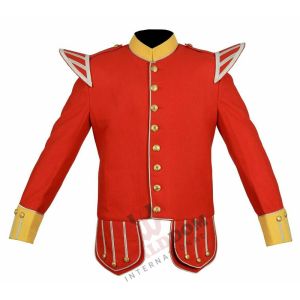 Red Military Drummer Doublet With Golden Embroidery