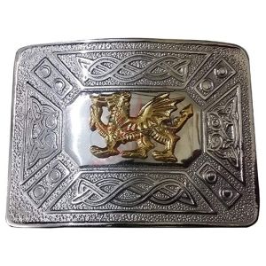 Scottish Kilt Belt Buckle with Welsh Dragon