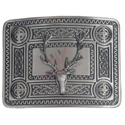 Celtic Knot and Stag Mount Belt Buckle