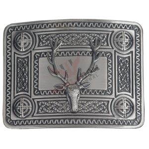 Celtic Knot and Stag Mount Belt Buckle