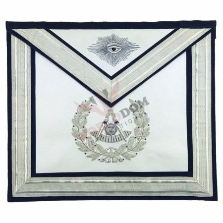 Past Master Blue Lodge Apron Silver Handmade Embroidery
