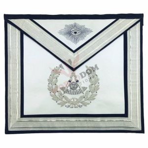 Past Master Blue Lodge Apron Silver Handmade Embroidery