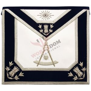 Past Master Blue Lodge Apron Silver Bullion Hand Embroidered