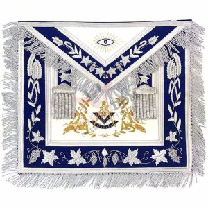 Past Master Blue Lodge Apron White & Blue Hand Embroidery