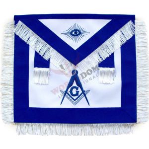Master Mason Blue Lodge Apron Royal Blue with White Fringe Tassels