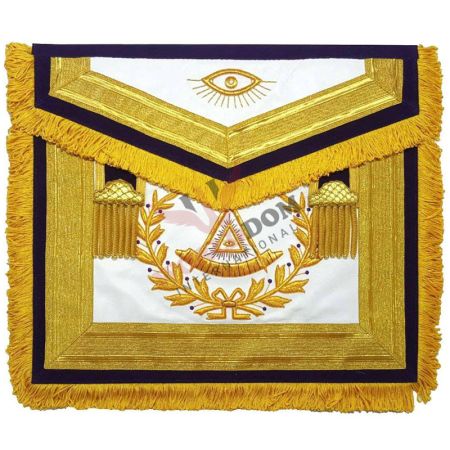 Past Master Blue Lodge Apron Purple Velvet Gold Hand Embroidery