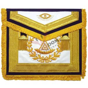 Past Master Blue Lodge Apron Purple Velvet Gold Hand Embroidery