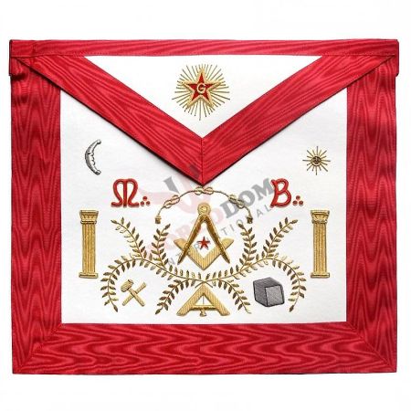 Master Mason Scottish Rite Apron Red Moire Stone Acacia