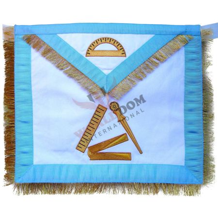 12th Degree Scottish Rite Apron White with Sky Blue Borders & Gold Fringe
