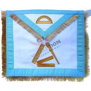 12th Degree Scottish Rite Apron White with Sky Blue Borders & Gold Fringe