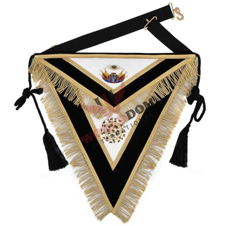 32nd Degree Scottish Rite Apron Black Velvet Hand Embroidery With Tassels