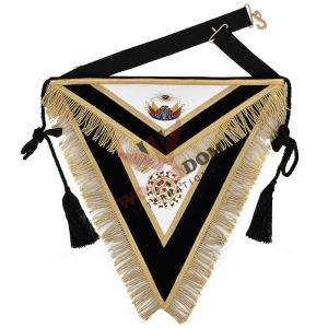 32nd Degree Scottish Rite Apron Black Velvet Hand Embroidery With Tassels