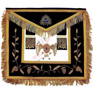 95th Degree Scottish Rite Apron with Gold Braid & Bullion Wire Fringe