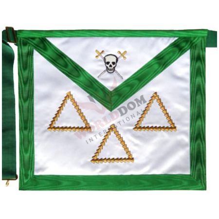 15th Degree Scottish Rite Apron White & Green Moire