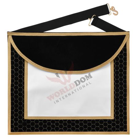 Scottish Rite Apron Black Velvet With Gold Machine Embroidery