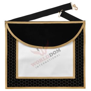 Scottish Rite Apron Black Velvet With Gold Machine Embroidery