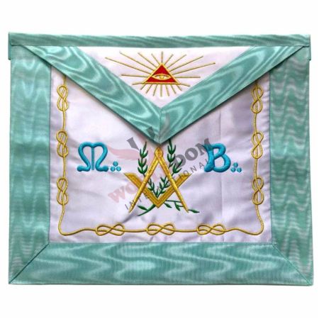Master Mason French Rite Apron Silk & Moire Machine Embroidery