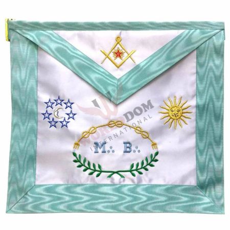 Master Mason French Rite Apron Silk & Moire Moon & Sun