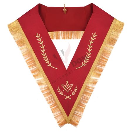Master Mason Blue Lodge Collar Red Ribbon Gold Braid & Fringe