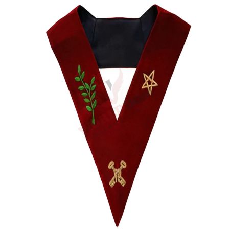 Treasurer Scottish Rite Officer Collar Maroon Velvet